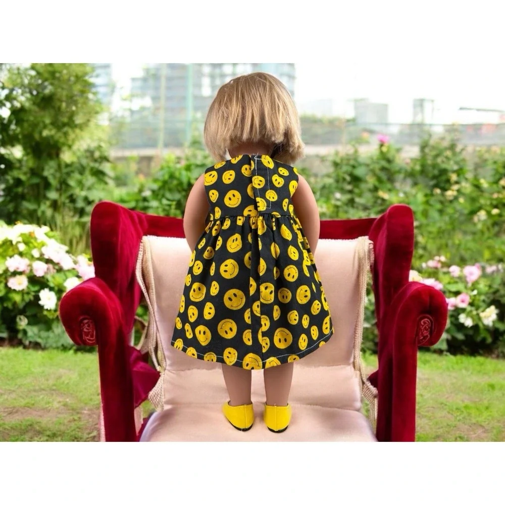 18 in Doll Smiley Face Emoji Dress Fits ‎ American Girl Dolls Handmade W/ Shoes